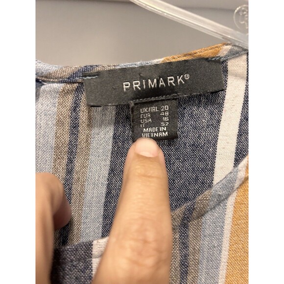 Plus Curvy Striped Cotton Blend Romper Size 16  Relaxed Fit Zipper Back Pockets - Picture 2 of 8